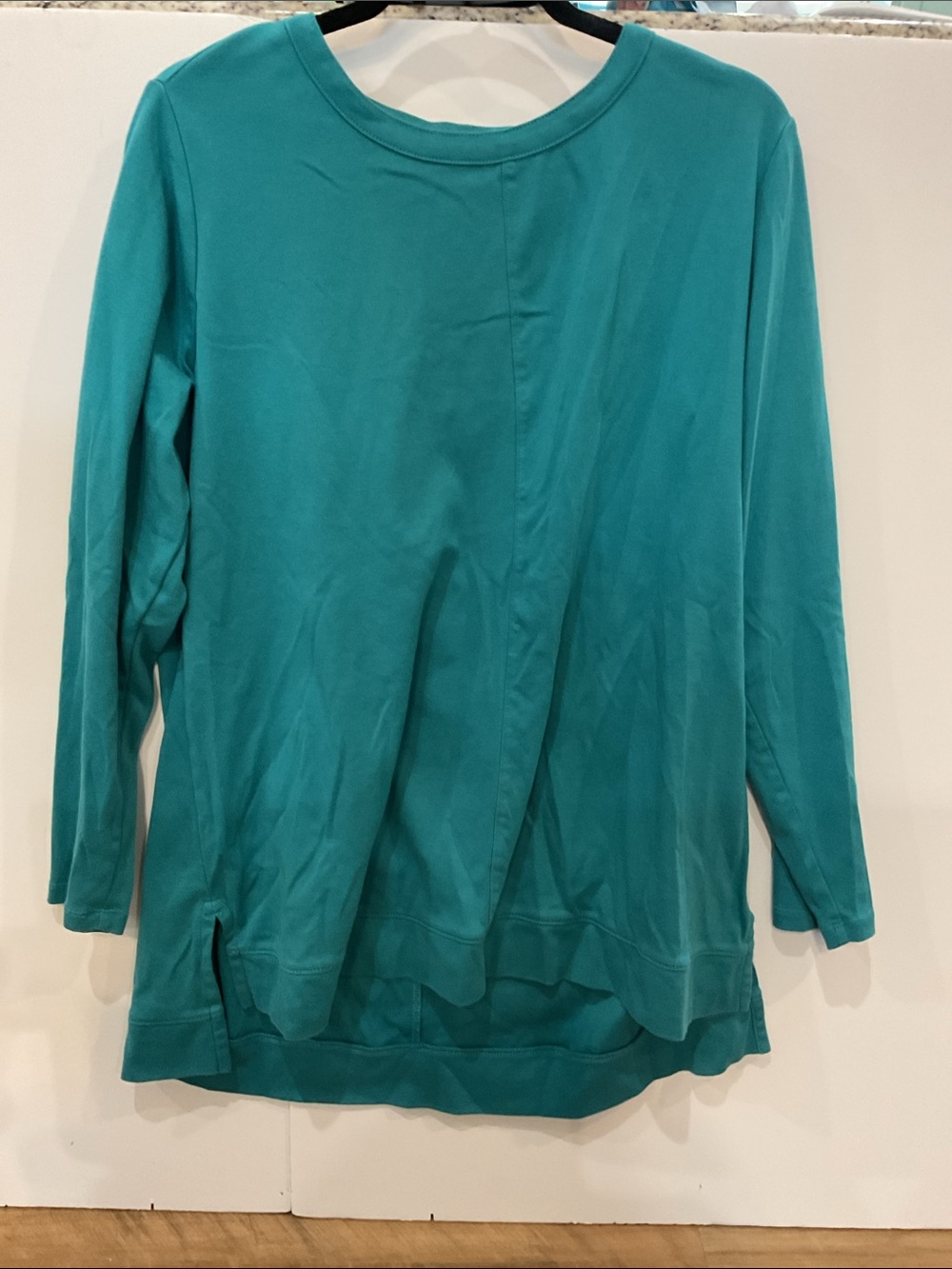 Lands' End Teal Long-Sleeve Layered Hem Tunic